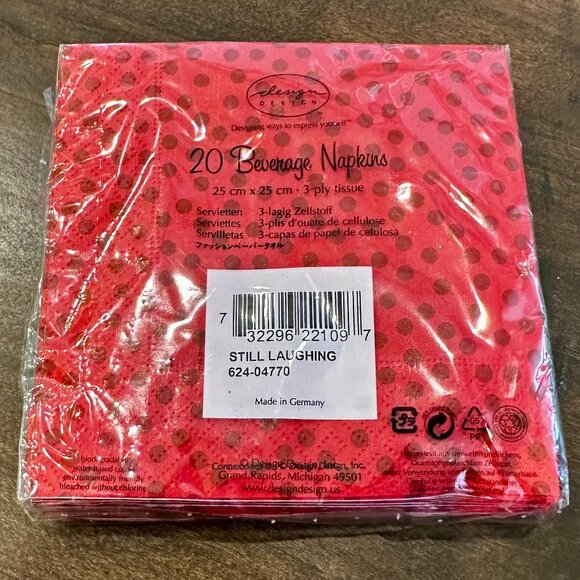 NEW - Design Design 20 3-ply Christmas Beverage Napkins - Santa's Still Laughing - Picture 2 of 2